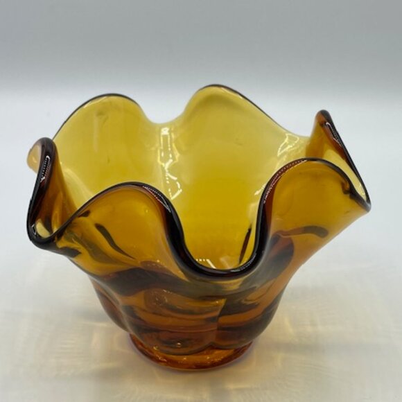 LE Smith Glass #4101 Amber Simplicity Nappy Dish 5" - Picture 4 of 8